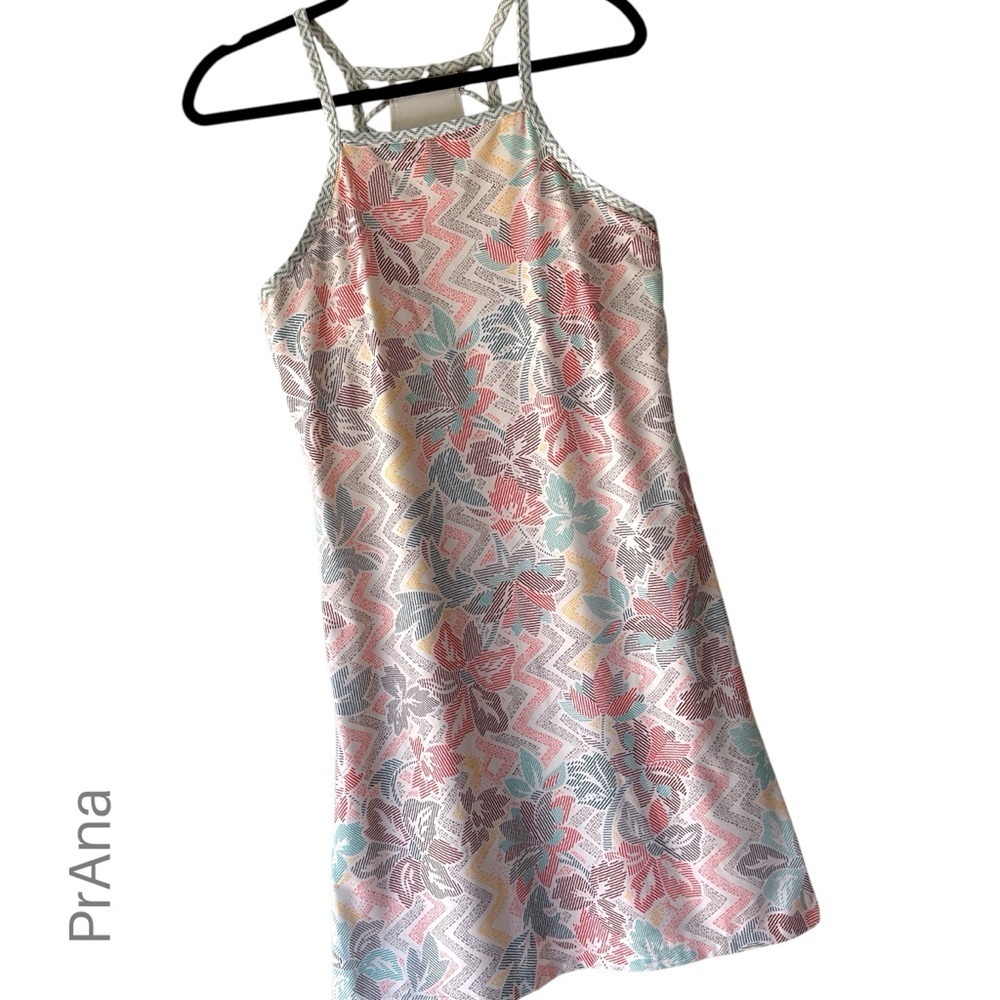 PRANA | NWOT ARDOR  CREAM HORCHATA DRESS HIGH NECK RACERBACK ZIGZAG INSET MEDIUM
